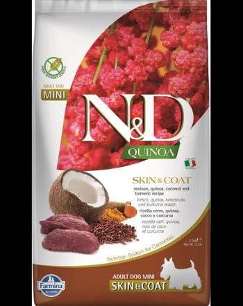 FARMINA N&amp;D Quinoa  Hrana dietetica pentru caini adulti talie mica, cu carne de vanat si nuca de cocos 2,5 kg