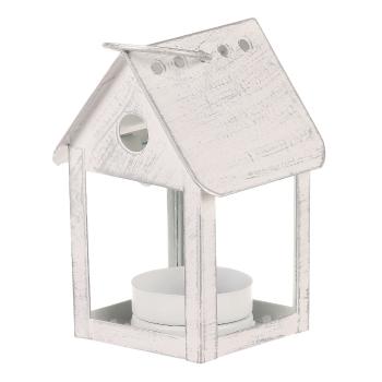 Alfalfa Birdhouse metalic, alb, 11 cm