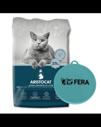 ARISTOCAT Bentonite Plus Nisip pentru litiera pisicilor, din bentonita 25 L + FERA Capac pentru conserve hrana umeda