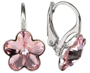 Levien Cercei de argint pentru fetițe Flower Crystal Light Rose