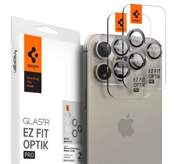 Spigen Glas.tR EZ Fit Optik Pro Apple iPhone 15 Pro / 15 Pro Max / 16 Pro / 16 Pro Max, Tempered kameravédő fólia, natúr titánium (2db)