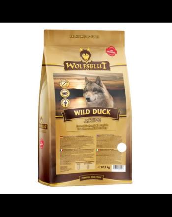 WOLFSBLUT Wild Duck Active hrana caini activi, cu rata si cartofi 12,5 kg