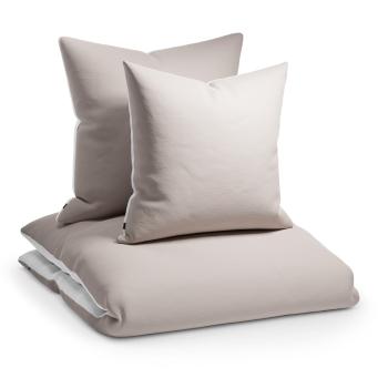 Sleepwise Soft Wonder-Edition, lenjerie de pat, 155 x 200 cm, taupe / alb