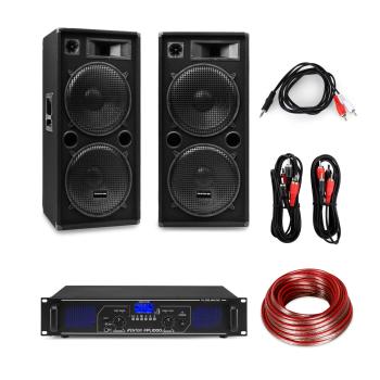 Electronic-Star eStar PA 15-Inch Set de petrecere Amplificator digital / 2x15" Difuzoare cu 3 căi / Inclusiv cablu