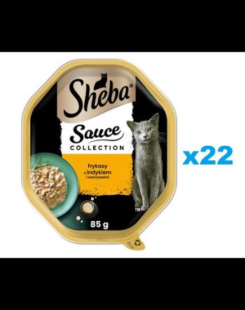 SHEBA Sauce Collection 22x85 g hrana umeda completa pentru pisici adulte, curcan si legume in sos