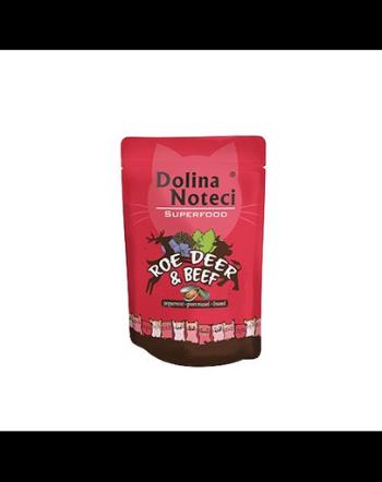 DOLINA NOTECI Superfood hrana umeda pentru pisici, cu carne de caprioara si vita 10x85g