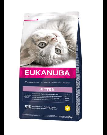 EUKANUBA Cat Kitten All Breeds Healthy Start Chicken &amp; Liver Hrana uscata pentru pisici junior, cu pui si ficat 2 kg