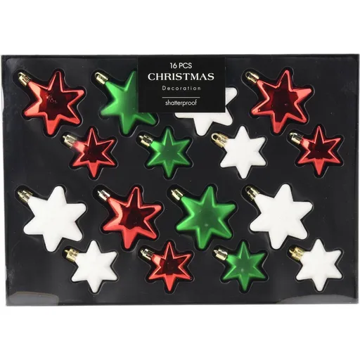 Set de decorațiuni de Crăciun Stea colorată, 16buc, multicoloră