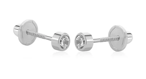 Brilio Cercei fini din aur alb cu zircon 14/816.571/17ZIR