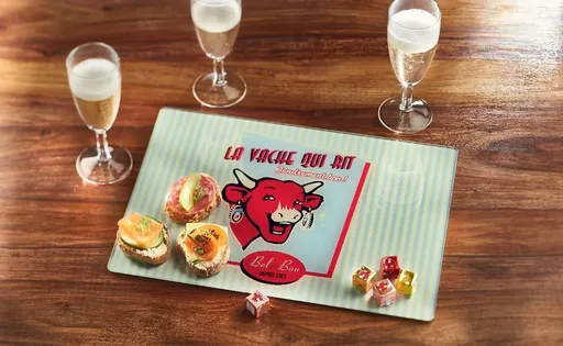 Planșă de tăiere din sticlă + 2 cuțite