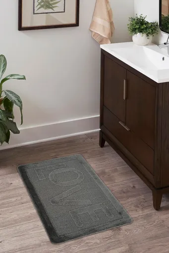 Covoras de baie, L'essentiel Maison, Love, 60x100 cm, Antracit