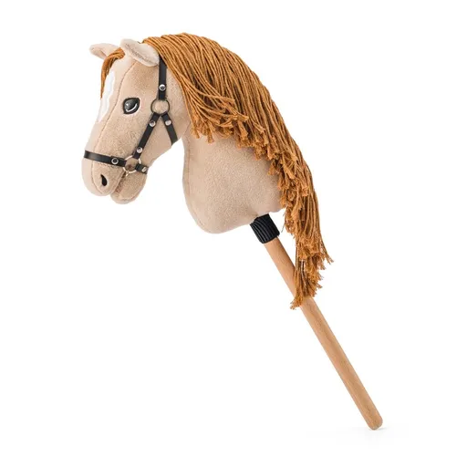 Hobby horse Faunica Gracia, bej, iapă pe bară, coamă din sfoară, bej