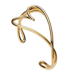 Pandora Brățară solidă placată cu aur masiv în formă de inimă Shine 563808C00 17,5 cm