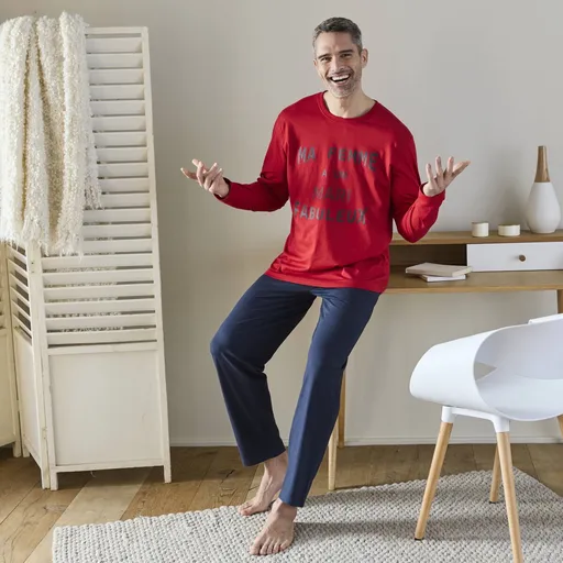 Pijamale cu pantaloni si maneci lungi, cu imprimeu text