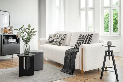 Canapea extensibila 3 locuri, ELTAP, SO-ARC-OA-01ROY, Arcadova, 244x97x97 cm, lemn/poliester, alb/stejar