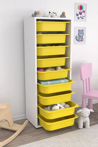 Dulap multifunctional, Hanah Home, Zola 9N, 45.5x122x30 cm, Alb / Galben