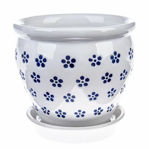 Mască de ghiveci din ceramică Buclák, albă, 12,5 x 12 cm