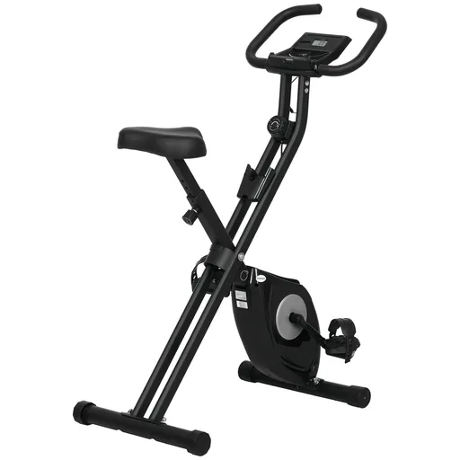 HOMCOM Bicicletă Statică Pliabilă cu 8 Nivele de Rezistență Magnetică Ecran LCD și Șea Reglabilă 43x85x109cm Negru | Aosom Romania