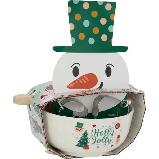 Set de Crăciun pentru coacere Om de zăpadă – bol,sucitor, forme de tăiat, verde