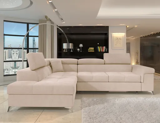 Coltar extensibil stanga 4 locuri ELTAP, LT-18RAQ, Eridano, 275x202x88 cm, lemn/poliester, bej deschis