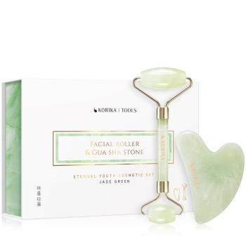 KORIKA Tools Face Roller & Gua Sha rulou de masaj facial și accesoriu de masaj Jade Green