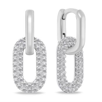 Brilio Silver Cercei ovali din argint 2in1 cu zircon EA1177W