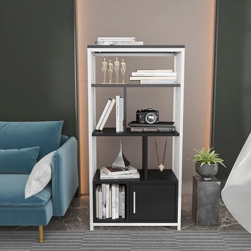 Corp biblioteca, Hanah Home, Valero, 60x120x29.6 cm, Alb / Antracit
