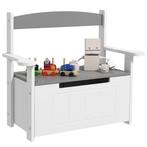 AIYAPLAY Cutie de jucării pentru copii 2 în 1 și banc cu spătar și brațe - piston pneumatic 68,5L x 34l x 58H cm | Aosom Romania