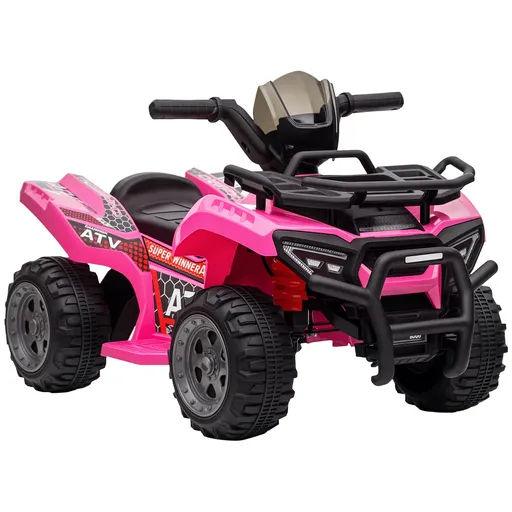HOMCOM ATV Eletric pentru Copii 18-36 Luni cu Baterie Reincarcabila 6V, Mini ATV pentru Copii din Metal si PP, 70x42x45 cm, Roz | Aosom Romania