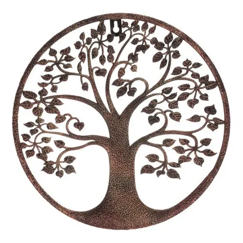 Decorație metalică de perete Arborele vieții dincupru, diametru 30 cm