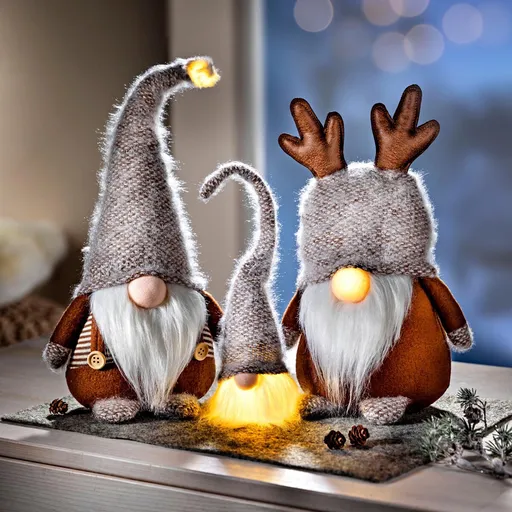 Trio de elfi decorare LED, set de 3