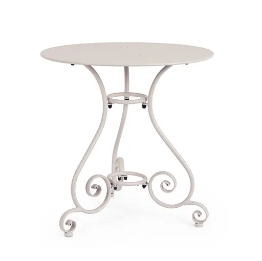 Masa pentru gradina Etienne, Bizzotto, D70x72 cm, otel, invelis e-coating, finisaj mat, grej