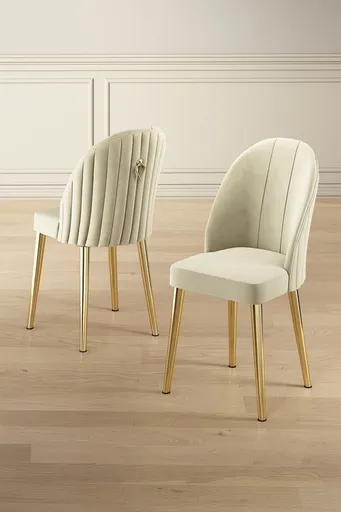 Set scaune 6 piese, Hanah Home, Mara, Crem / Aur