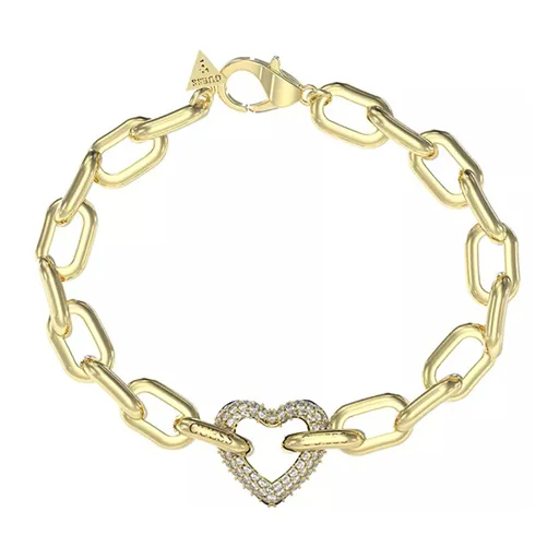 Guess Brățară distinctivă placată cu aur Inimă Beloved JUBB05016JWYG 18.5 cm