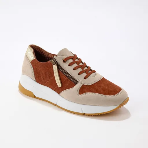 Adidași din piele în stil de alergare, în două tonuri