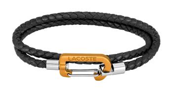 Lacoste Brățară neagră din piele împletită Matt 2040316