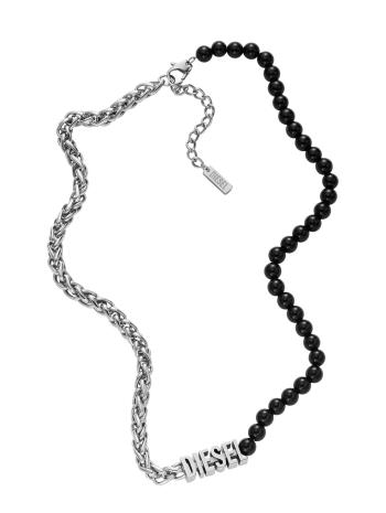 Diesel Colier modern din oțel cu agat negru DX1543040