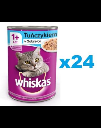 WHISKAS Adult set conserve 24x400 g - hrana pentru pisici adulte, bucati ton in jeleu