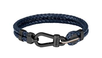 Hugo Boss Brățară dublă stilată din piele albastră închisă 1580701 19 cm