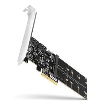 AXAGON PCES-SA4M2, 2× internal SATA 6G port + 2× SATA M.2 slot, PCIe controller
