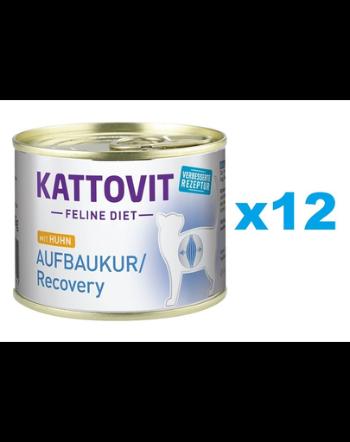 KATTOVIT Feline Diet Recovery Chicken hrana umeda dietetica pentru pisici in convalescenta, cu pui 12 x 185 g