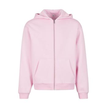 Build Your Brand Hebká pánska mikina na zips Fluffy - Jemne ružová | L