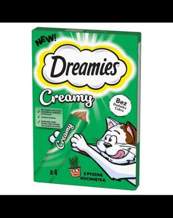 DREAMIES Creamy cu iarba matei 4x10 g snack cremos pisici
