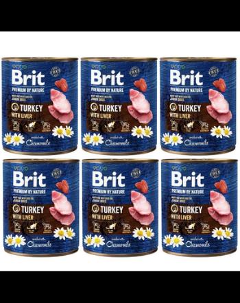 BRIT Premium by Nature Turkey with Liver 6x800 g mancare catei, curcan si ficat