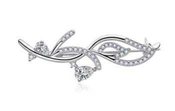 MOISS Broșă strălucitoare din argint cu pietre transparente de zircon O0000002