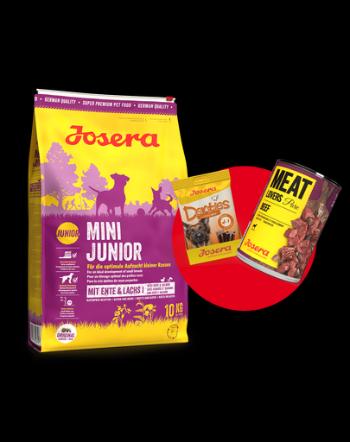 JOSERA Mini Junior 10kg hrana caini rase mici + Meatlovers pure vita 400g &amp; Denties with Duck&amp;Carrot 180g GRATIS