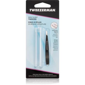 Tweezerman Mini Slant pensete cu varfurile tesite mini cu trusă de călătorie Stainless 1 buc