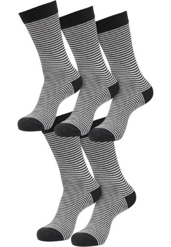 Urban Classics Fine Stripe Socks 5-Pack black/whitesand - 39–42