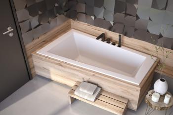 BESCO - Asymetrická vaňa INTIMA SLIM - Nožičky k vani - Bez nožičiek, Rozmer vane - 160 × 90 cm, Spôsob prevedenia - Ľavé VANINTI16SLIML