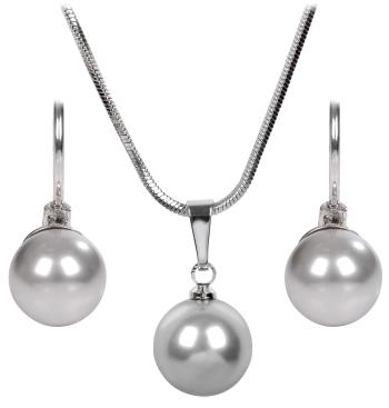 Levien Set colier si cercei Pearl Light Grey SET-041